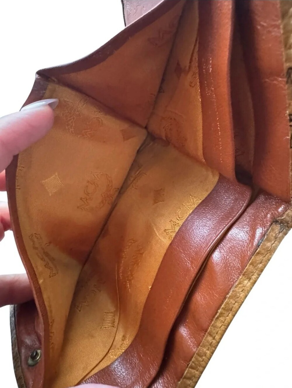 Authentic vintage MCM compact trifold wallet cognac Visetos monogram - Picture 10 of 11